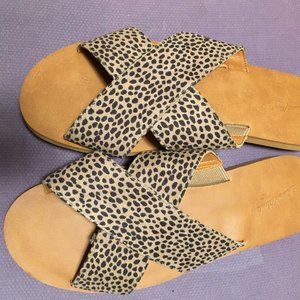 Universal Thread Anabeth sandals, slings, brown and animal print, size 9.5